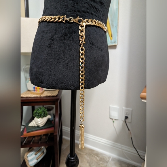 Gold Tone Rhinestone Belt 39.5" - Picture 4 of 8